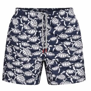 Rainforest Swim Trunks Mens Medium Navy Blue White Sea Turtle Print Mesh Lined